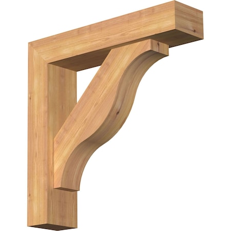 Ekena Millwork Funston Block Smooth Bracket w/ Offset Brace, Western Red Cedar, 5 1/2"W x 24"D x 24"H BKT0604X24X24FST05SWR